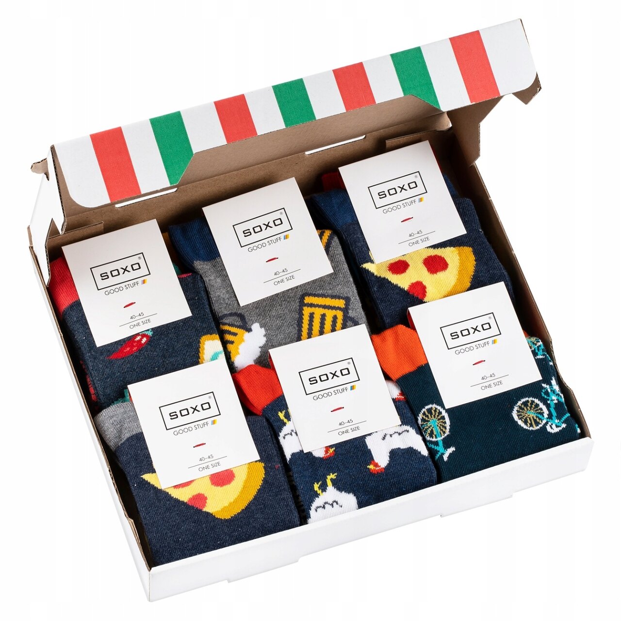 skarpetki męskie w kartoniku pizzy 6-pak-1