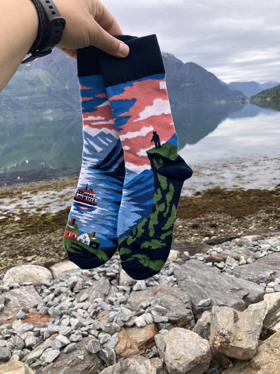 skarpetki z motywem norwegii